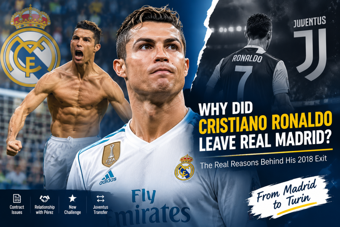 Cristiano Ronaldo leaving Real Madrid in 2018 for Juventus