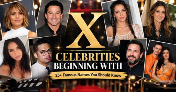 Celebrities beginning with X featured in a professional entertainment collage of famous actors, singers, and public figures